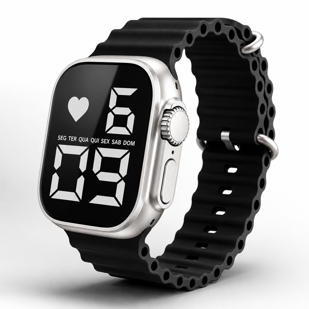 Relógio digital com pulseira preta — presente 1
